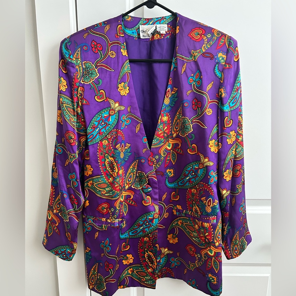 Vintage Oleg Cassini Colorful Paisley Blazer